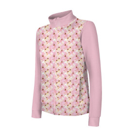 “MAX” KINDER TRAININGSJACKE - ROSA BLÜMCHEN (AUF DER WIESE) - Maschenware mit kurzem Flor