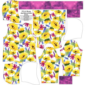 CLASSIC DAMEN HOODIE (POLA) - SONNENBLUMEN Ms. 4 (BLÜHENDE WIESE) - Sommersweat