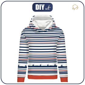 CLASSIC DAMEN HOODIE (POLA) - SCHIFFE / Streifen (marine) - Sommersweat 
