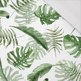 50CM TROPISCHE BLÄTTER MIX Ms. 1 / weiß (JUNGLE) - bio single jerset mit Elastan