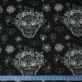 TOTENKÖPFE KONTUR / Kranz (DIA DE LOS MUERTOS) - Single Jersey 