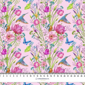MINI EISVÖGEL UND SCHMETTERLINGE (EISVÖGEL AUF DER WIESE) / rosa - Wasserabweisende Webware