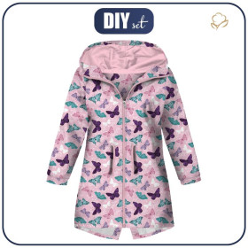 KINDERPARKA (ARIEL) - SCHMETTERLINGE M. 5 / rosa (PURPUR SCHMETTERLINGE) - Nähset