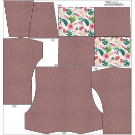 Sweatshirt mit Schalkragen und Fledermausärmel (FURIA) - MELANGE ROSENQUARZ / tropisches dschungel - Nähset