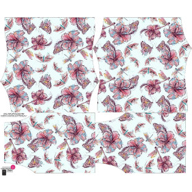 Carmenausschnitt Bluse SOFIA - HIBISKUS UND SCHMETTERLINGE - Nähset 