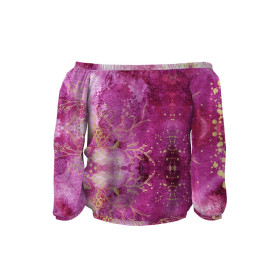 Carmenausschnitt Bluse (SOFIA) - BLUMEN / goldener Umriss Ms. 2 / AQUARELL MARMOR - Nähset 
