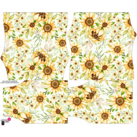 Carmenausschnitt Bluse (SOFIA) - PASTELL-SONNENBLUMEN M. 3 - Nähset 