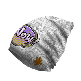 "Beanie" Mütze - COMICS / wow (violet - rot) / Größe nach Wahl