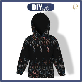 KINDER HOODIE (ALEX) - BLÄTTER M. 3 / SCHWARZ - Nähset