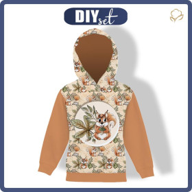 KINDER HOODIE (ALEX) - EICHHÖRNCHEN UND BLÄTTER Ms. 1 (HERBST IM WALD) - Nähset