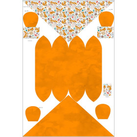KINDER MÜTZE UND SCHAL (MOUSE) - FOXES IN THE FORREST / white - Nähset