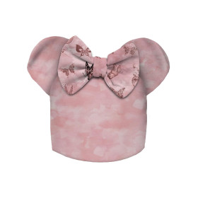 KINDER MÜTZE UND SCHAL (MOUSE) - SCHMETTERLINGE (GLITTER SCHMETTERLINGE) / CAMOUFLAGE m. 2 (rosenquarz) - Nähset