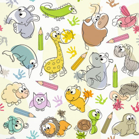 BUNTSTIFTE UND TIERCHEN - Baumwoll Webware