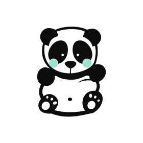 PANDA / MINZE  Größe "S" 30x45 cm -  weiß (Vorderseite) Wintersweat angeraut mit Elastan ITY
