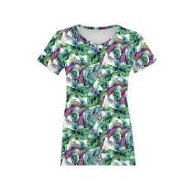DAMEN T-SHIRT - MINI BLÄTTER UND INSEKTEN MS.1 (TROPISCHE NATUR) / weiß - Single Jersey 