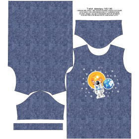 KINDER T-SHIRT- ASTRONAUT (WELTRAUMEXPEDITION) / ACID WASH DUNKELBLAU - Single Jersey