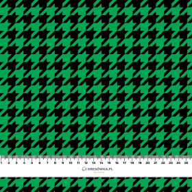 SCHWARZER HAHNENTRITT / grün- Single Jersey mit Elastan ITY