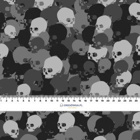 CAMOUFLAGE TOTENKÖPFE / grau - leichte Maschenware angeraut