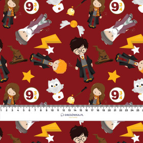 MAGISCHE FREUNDE M. 3 (ZAUBERSCHULE) / dunkelrot - leichte Maschenware angeraut