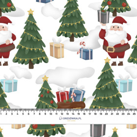 WEIHNACHTSMÄNNER MIT DEM GESCHENKESÄCKEN (IM WEIHNACHTSMANN WALD) - leichte Maschenware angeraut