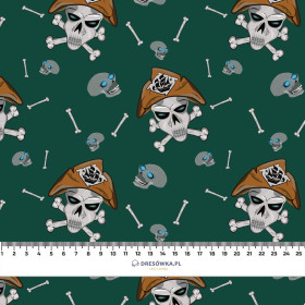 PIRATE SKULLS / BOTTLED GREEN (SCARY HALLOWEEN)- Single Jersey mit Elastan ITY