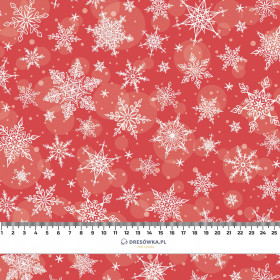 SCHNEEFLOCKEN MST. 2 / rot  - leichte Maschenware angeraut