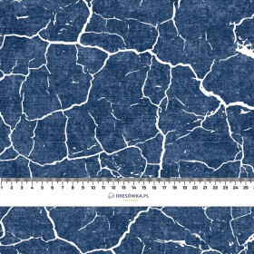 VERBRANNTE ERDE (weiß) / ACID WASH (dunkelblau) - Baumwoll Webware
