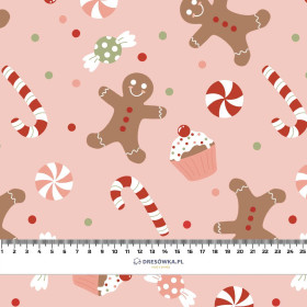 WEIHNACHTSSÜßIGKEITEN (WEIHNACHTSLEBKUCHEN) / altrosa - leichte Maschenware angeraut