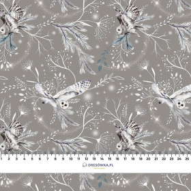 WINTER EULEN / grau (WINTER IM PARK) - Baumwoll Webware