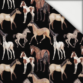 PFERDE / schwarz - leichte Maschenware angeraut