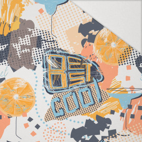 GRAFFITI ORANGEN / weiß - Hydrophober angerauter Wintersweat