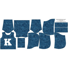KINDER HOODIE (ALEX) - "K" / acid wash dunkelblau - Nähset