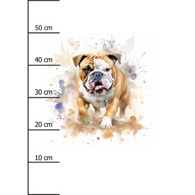 WATERCOLOR BULLDOG - Paneel (60cm x 50cm) Wintersweat angeraut mit Elastan ITY