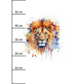 WATERCOLOR LION - Paneel (60cm x 50cm) Hydrophober angerauter Wintersweat