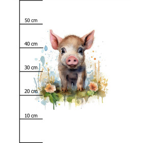 WATERCOLOR PIGGY - Paneel (60cm x 50cm) Wintersweat angeraut mit Elastan ITY