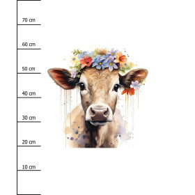 WATERCOLOR COW - Paneel (75cm x 80cm) Wintersweat angeraut mit Elastan ITY