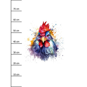 WATERCOLOR ROOSTER - Paneel (75cm x 80cm) Wintersweat angeraut mit Elastan ITY