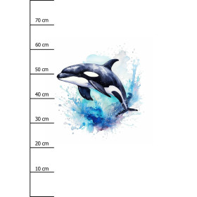 WATERCOLOR WHALE - Paneel (75cm x 80cm) Wintersweat angeraut mit Elastan ITY