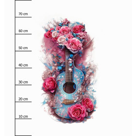 GITARRE MIT ROSEN - Paneel (75cm x 80cm) Wintersweat angeraut mit Elastan ITY
