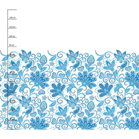 BLUMEN (Motiv 2 hellblau) / weiß  - Kleid-Panel