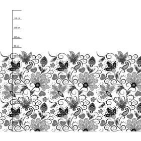 BLUMEN (Motiv 2 grau) / weiß - Kleid-Panel