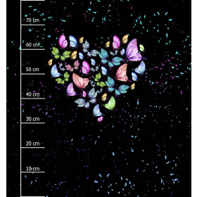 HEART / Schmetterlinge - Paneel (75cm x 80cm) Wintersweat angeraut mit Elastan ITY