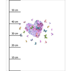 HEART / Blumen und Schmetterlinge - Paneel (60cm x 50cm) Wintersweat angeraut mit Elastan ITY