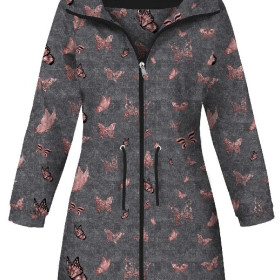 DAMENPARKA (ANNA) - SCHMETTERLINGE (GLITTER SCHMETTERLINGE) / ACID WASH GRAU - Nähset