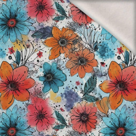 AQUARELL BLUMEN Ms. 5 - Wintersweat angeraut mit Elastan ITY