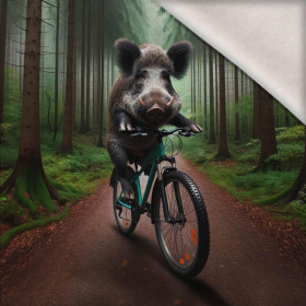 EBER AUF EINEM FAHRRAD M. 1 - Paneel (75cm x 80cm) Wintersweat angeraut mit Elastan ITY