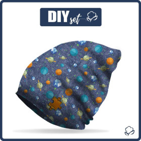 "Beanie" Mütze - PLANETEN M. 2 (WELTRAUMEXPEDITION) / ACID WASH DUNKELBLAU / Größe nach Wahl
