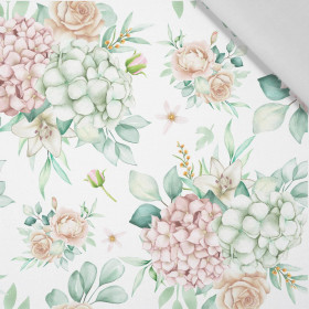 Hortensien / weiß - Baumwoll Webware