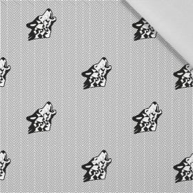 WOLF/ NACHT RUF / weiss - Baumwoll Webware