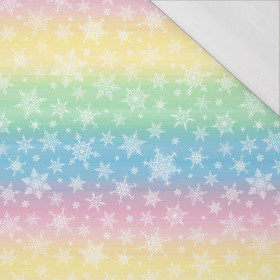 SCHNEEFLOCKEN MST. 2 / REGENBOGEN STREIFEN XL Ms. 2  - bio single jerset mit Elastan Sommersweat